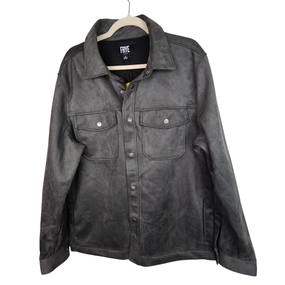Frye Jacket Shirt Jacket Men M Gray Faux Suede Jacket Men Button Front Jacket